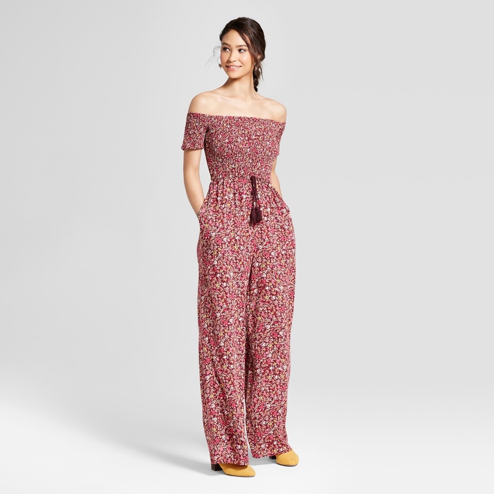 Xhilaration Floral off the Shoulder Jumpsuit